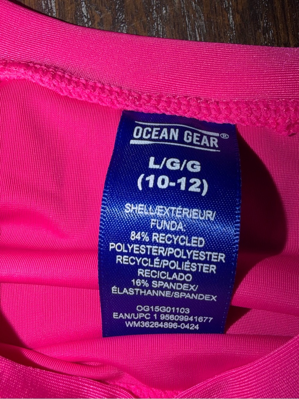 Ocean Gear Girl’s Hot Pink Swim/Rashguard Top with side ties L NWOT - Picture 3 of 5
